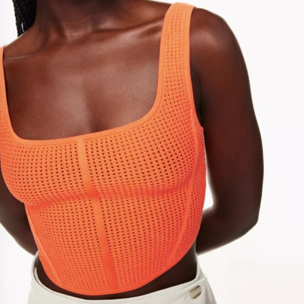 Aritzia Babaton Sculpt Knit Bustier Tank in Citrine Orange